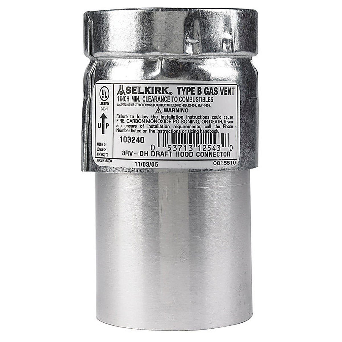 Selkirk - 103240 - Adjustable 3 In. D Aluminum/Galvanized Steel Draft Hood Connector