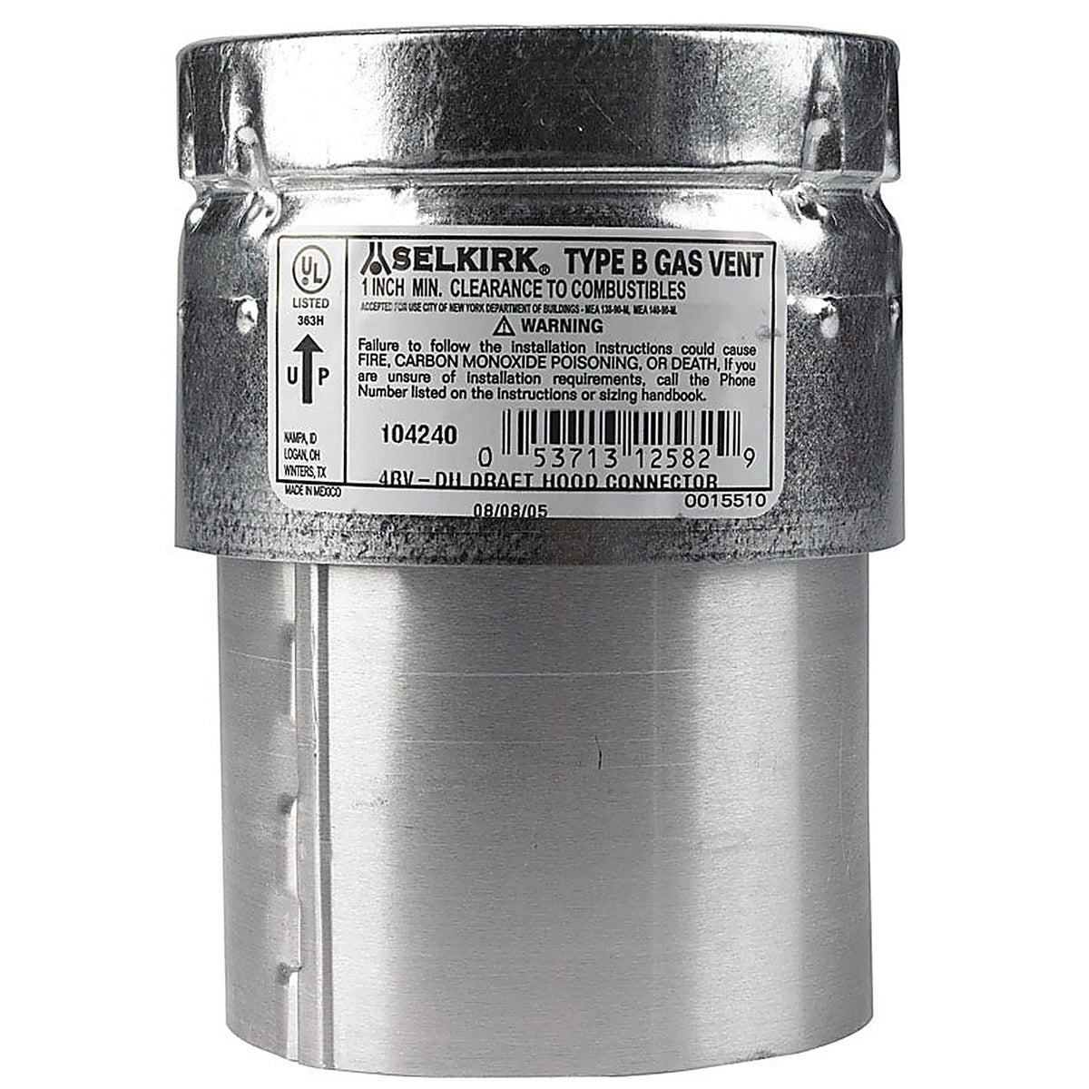 Selkirk - 104240 - Adjustable 4 In. D Aluminum/Galvanized Steel Draft Hood Connector