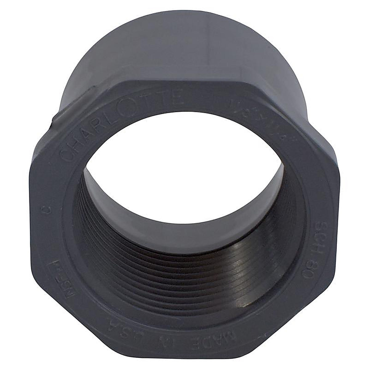 Charlotte Pipe PVC081083600 Schedule 80 1-1/2 in. Spigot x 1-1/4 in. Dia. FPT PVC Reducing Bushing