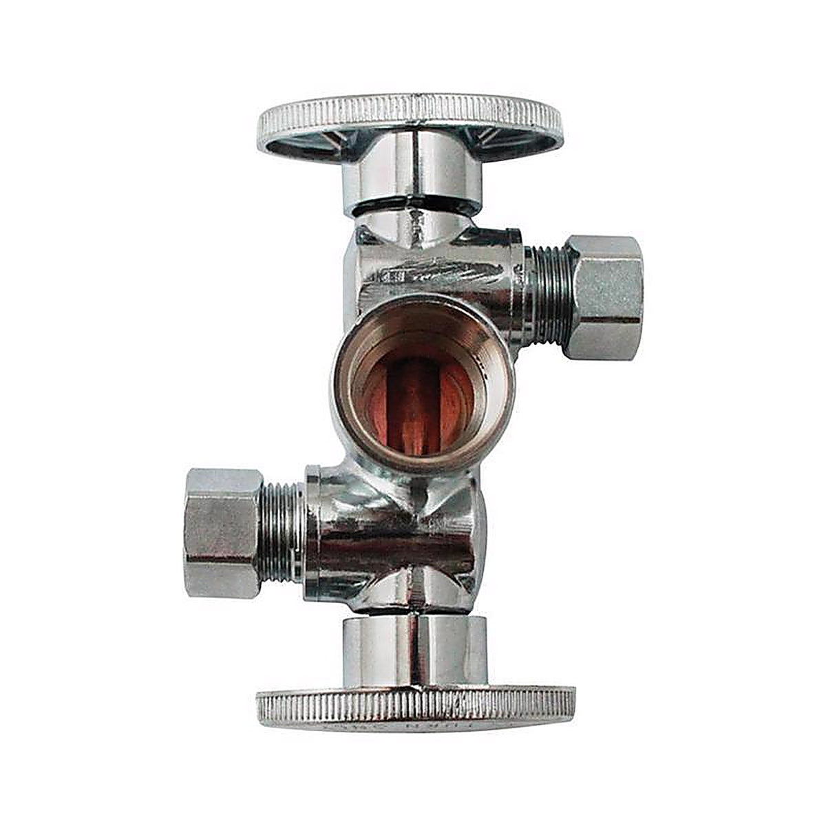 Keeney K2901DHLF 1/2 in. FIP x 3/8 in. Compression Brass Dual Shut-Off Valve