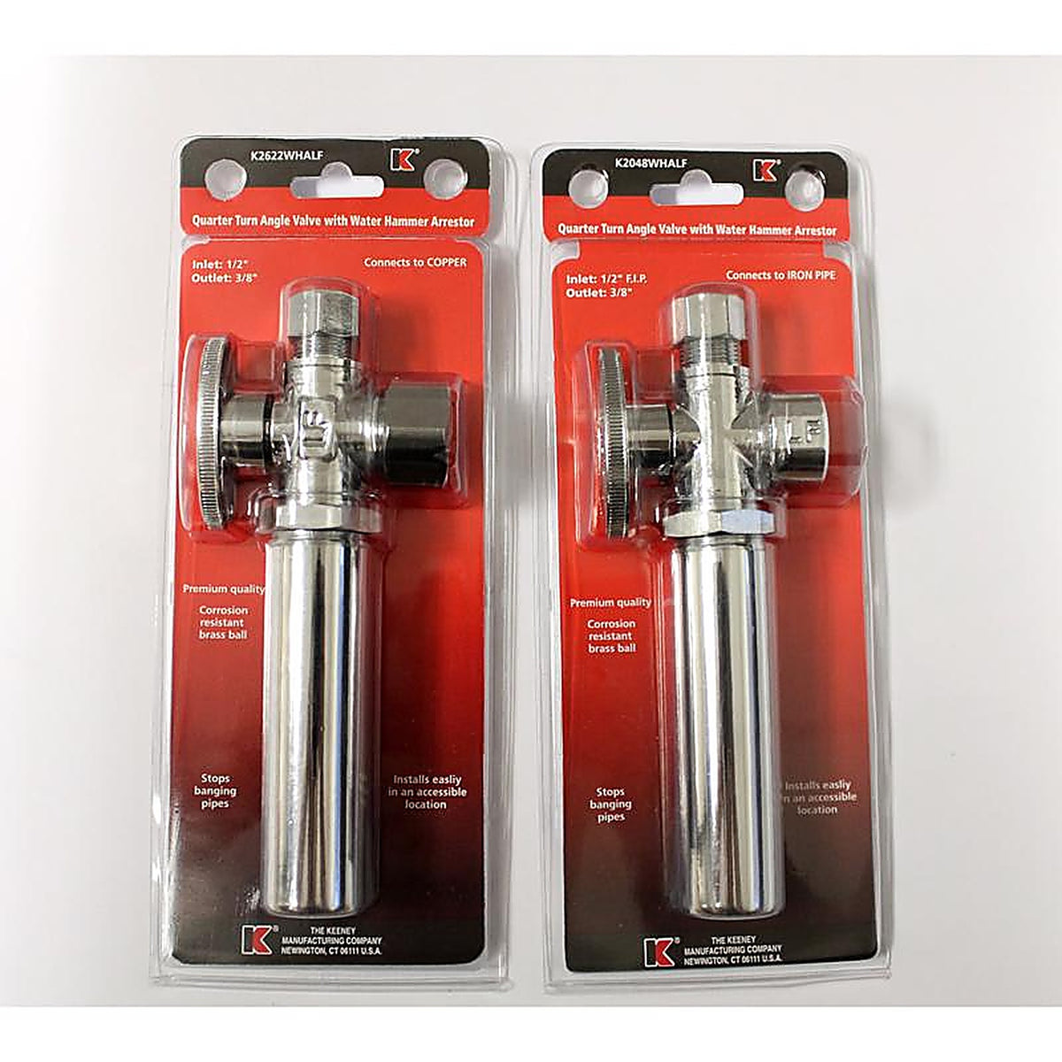 Keeney K2048WHALF 1/2 in. FIP x 3/8 in. Compression Brass Quarter Turn Shut-Off Valve