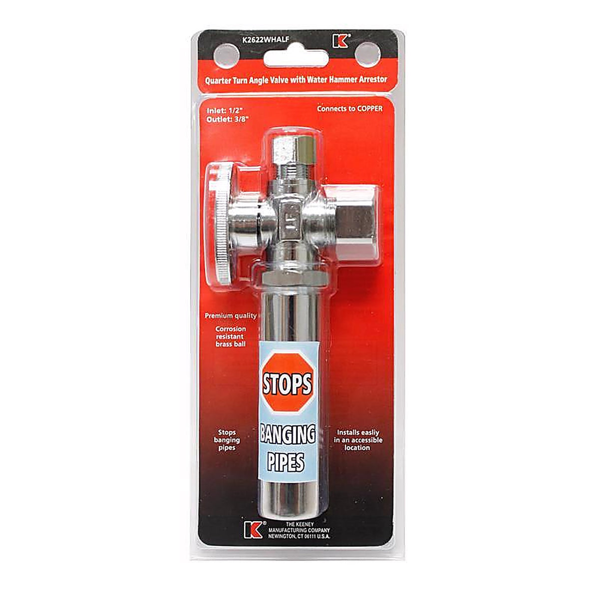 Keeney K2622WHALF 5/8 in. CTS x 3/8 in. Compression Brass Shut-Off Valve with Water Hammer