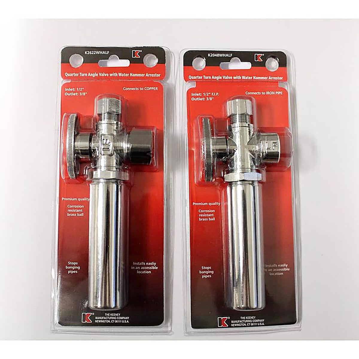 Keeney K2622WHALF 5/8 in. CTS x 3/8 in. Compression Brass Shut-Off Valve with Water Hammer