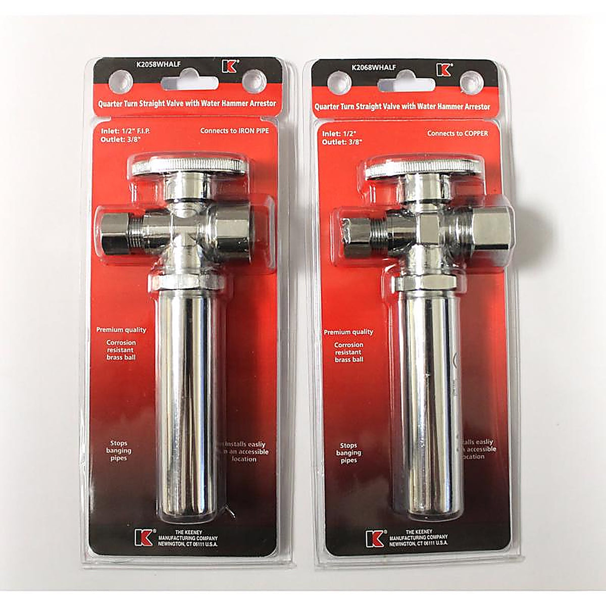 Keeney K2068WHALF 5/8 in. CTS x 3/8 in. Compression Brass Shut-Off Valve with Water Hammer