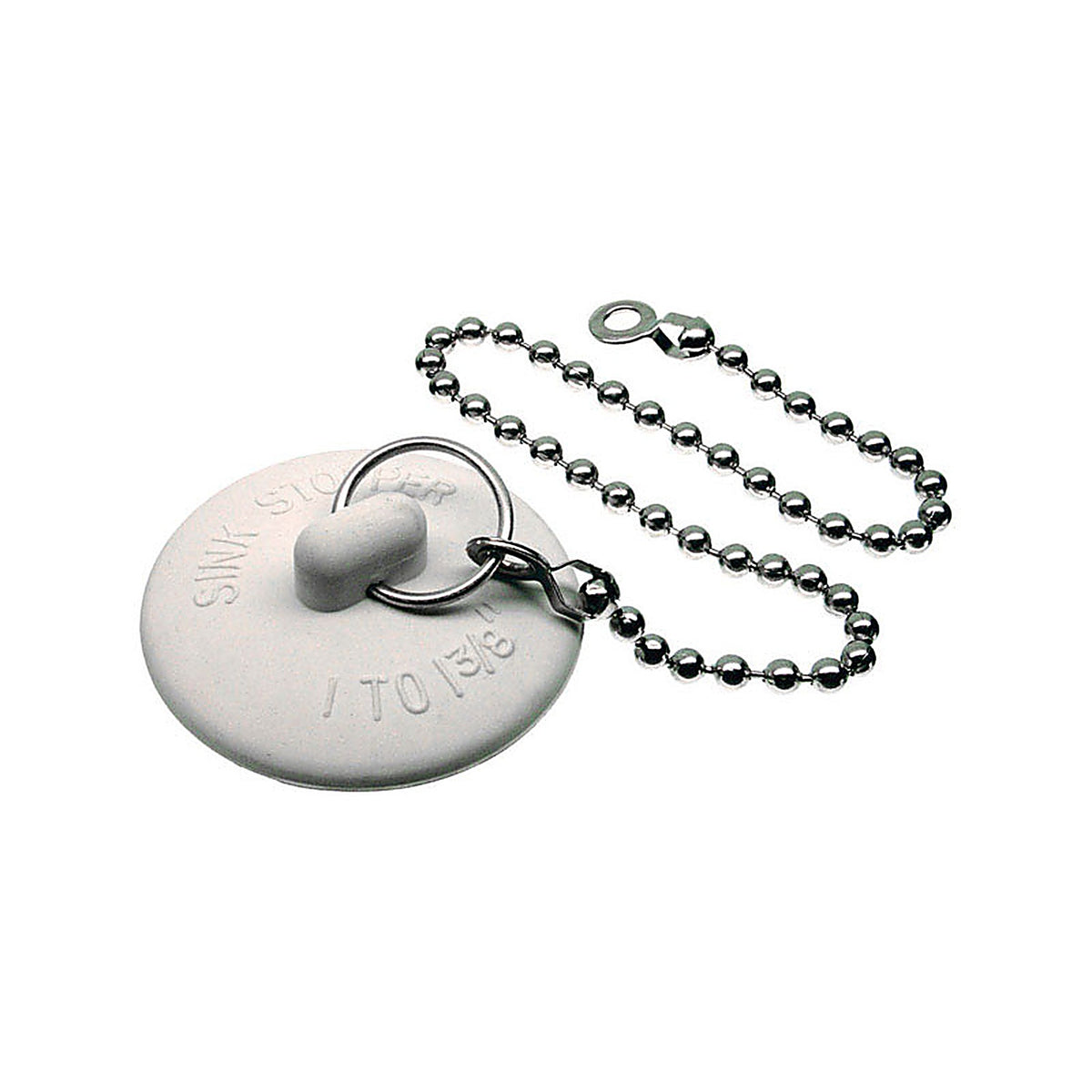Danco - 9D00080784 - 1-3/8 In. White Rubber Sink Stopper with Beaded Chain