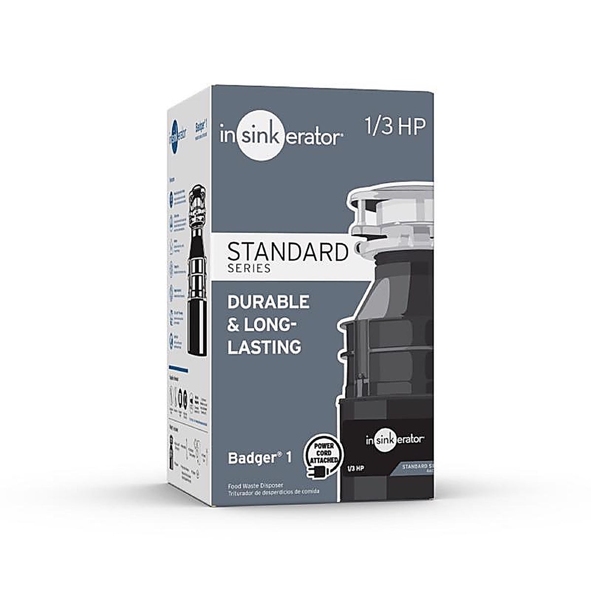 InSinkErator - BADGER1WCORD - Badger 1 Cord 1/3 HP Continuous Feed Garbage Disposal with Power Cord