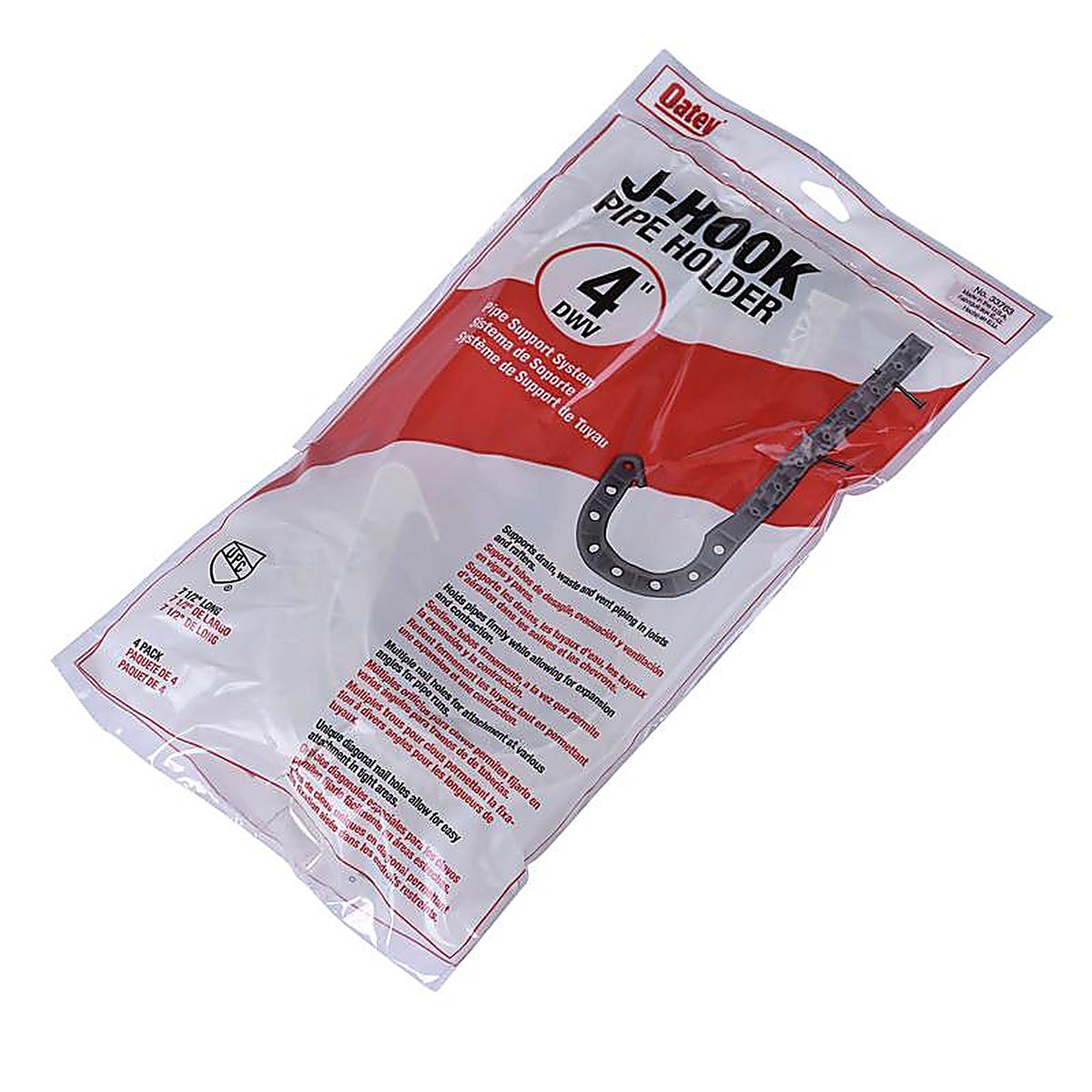 Oatey - 33763 - 4 In. to 7-1/2 In. In. 7 Ft. White Abs Dwv J-Hook