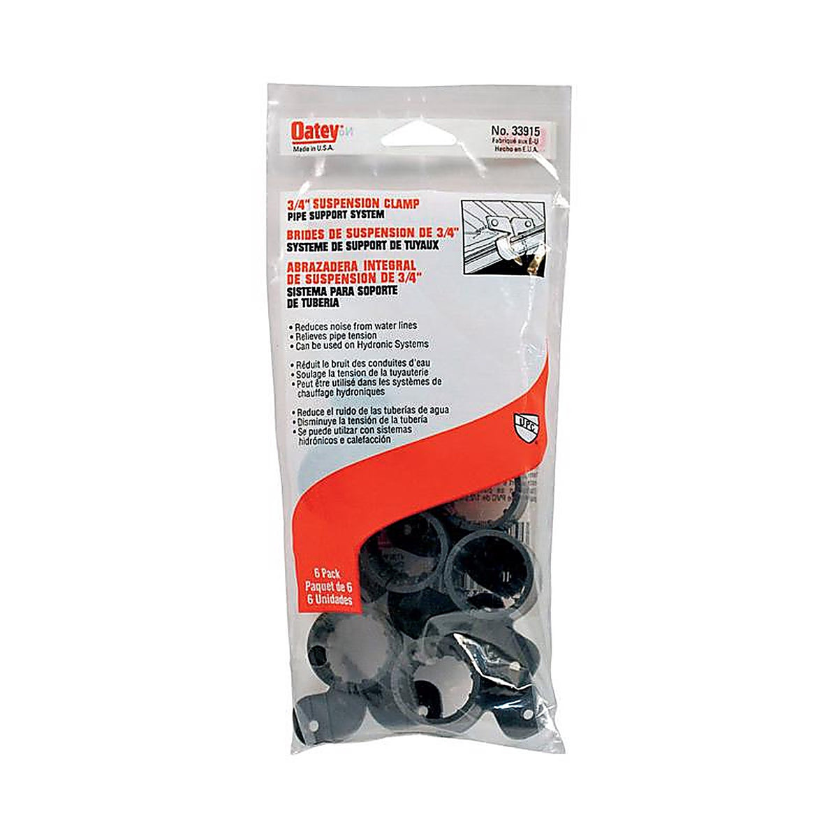 Oatey - 33915 - 3/4 In. Gray Polypropylene Suspension Pipe Clamps
