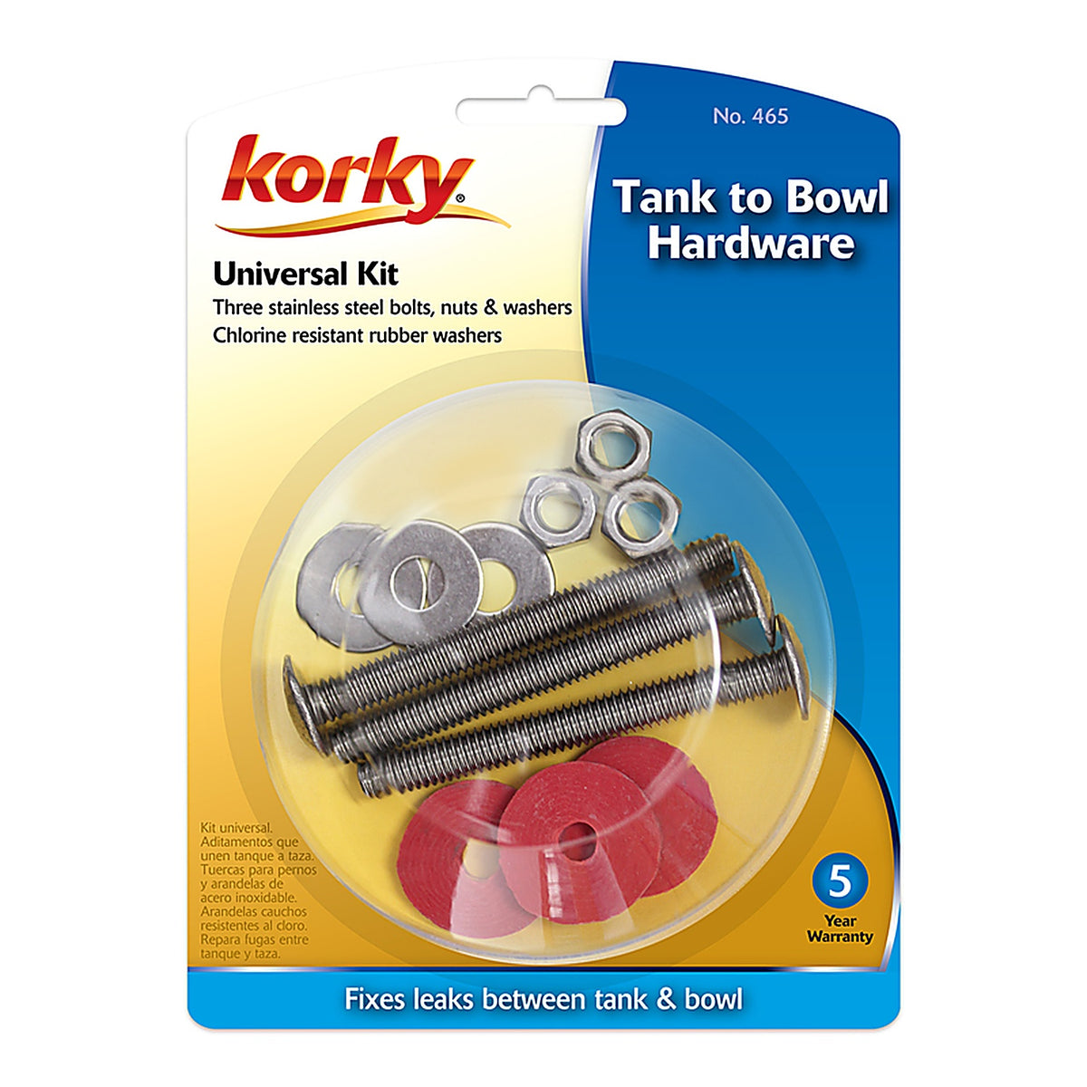 Korky - 465BP - Tank to Bowl Kit Stainless Steel for Universal