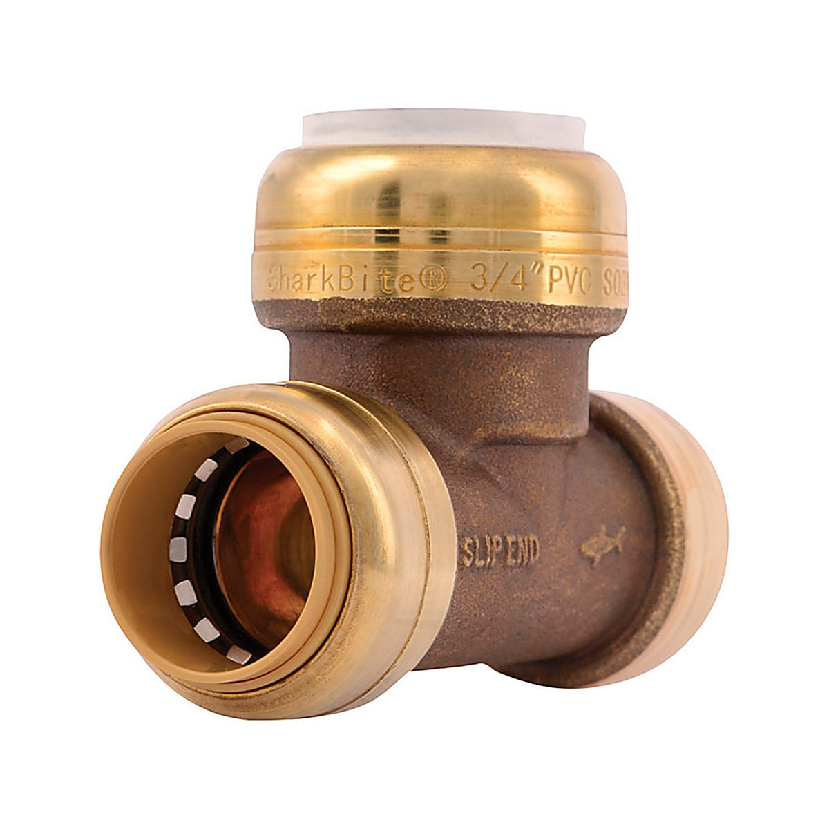 SharkBite UIP371A Push to Connect 3/4 in. CTS T X 3/4 in. D CTS Brass Tee
