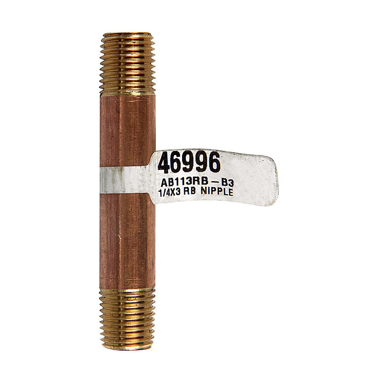 Anderson Metals - 38300-0430 - 1/4 In. MPT In. X 1/4 In. D MPT Red Brass Nipple 3 In. L