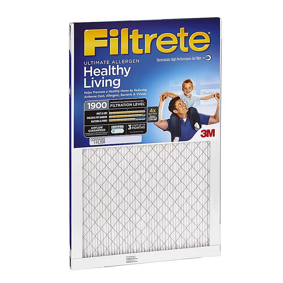 Filtrete - UA12DC-4 - 24 In. W X 24 In. H X 1 In. Polypropylene 1900 Mpr Pleated Allergen Air Filter 1 Pack