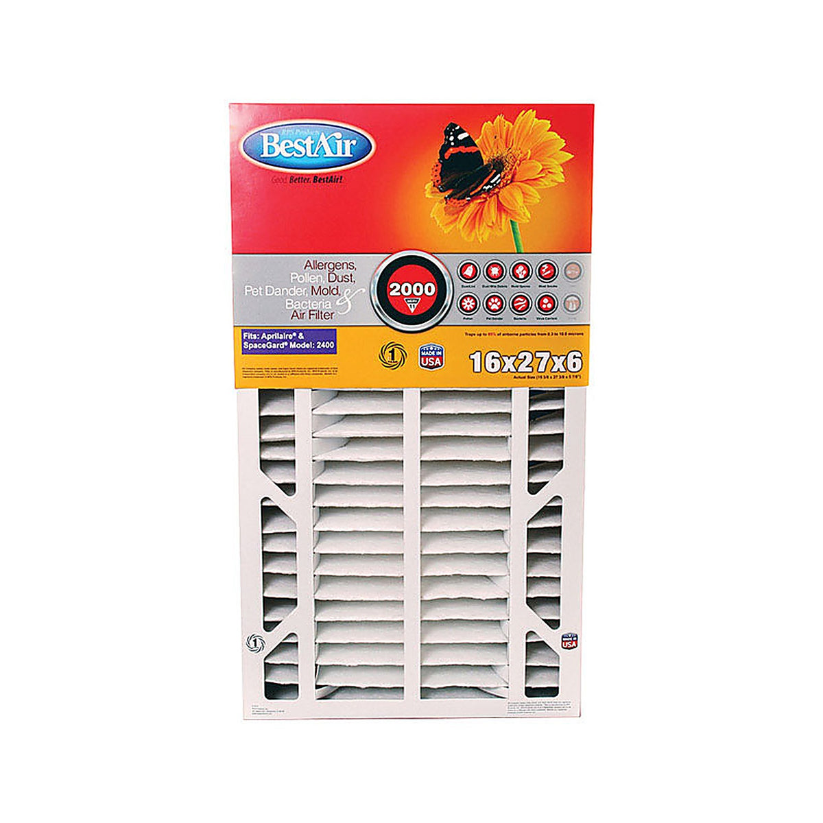 BestAir A401-SG4-BOX11R 27 in. W x 16 in. H x 6 in. D 11 MERV Pleated Air Filter
