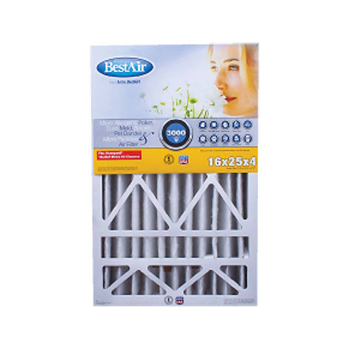 BestAir HW1625-13R 25 in. W x 16 in. H x 4 in. D 13 MERV Pleated Air Filter