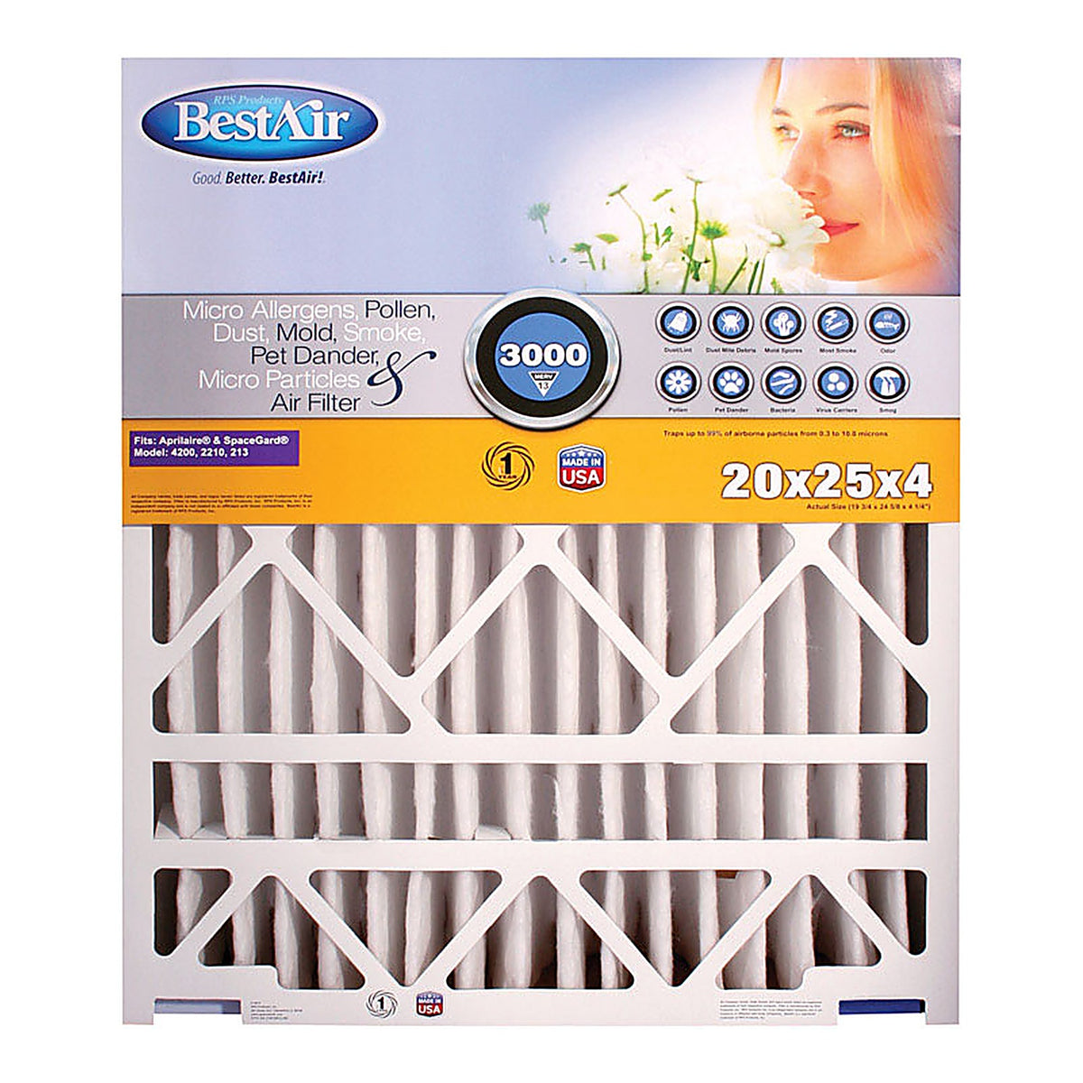 BestAir SG213-BOX-13R 20 in. W x 25 in. H x 4 in. D 13 MERV Pleated Air Filter