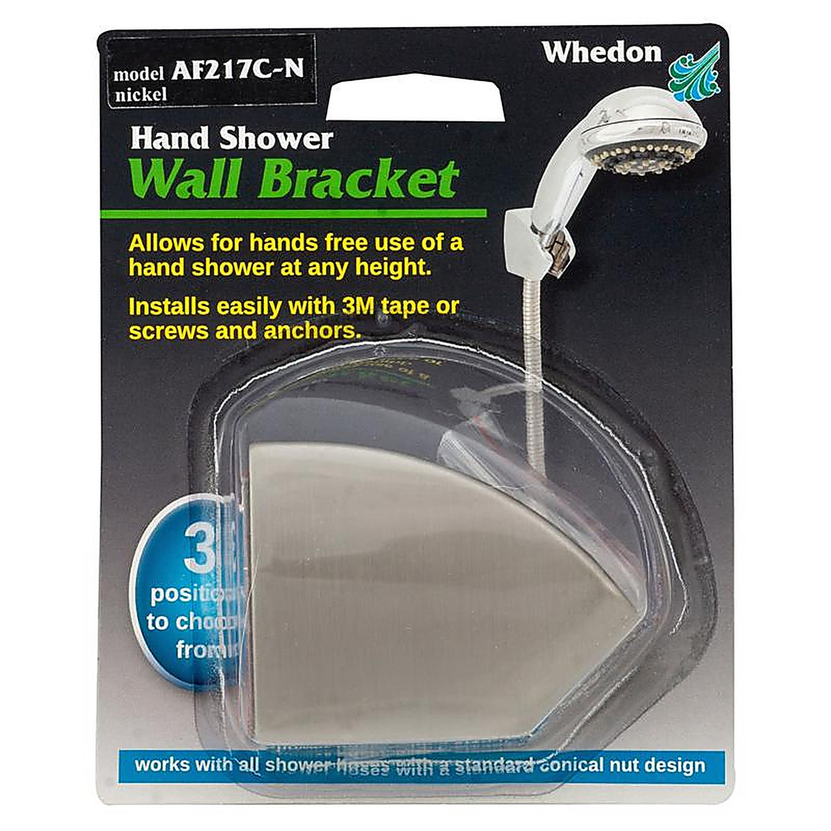 Whedon AF217C-N Brushed Nickel Plastic Shower Wall Mount Bracket