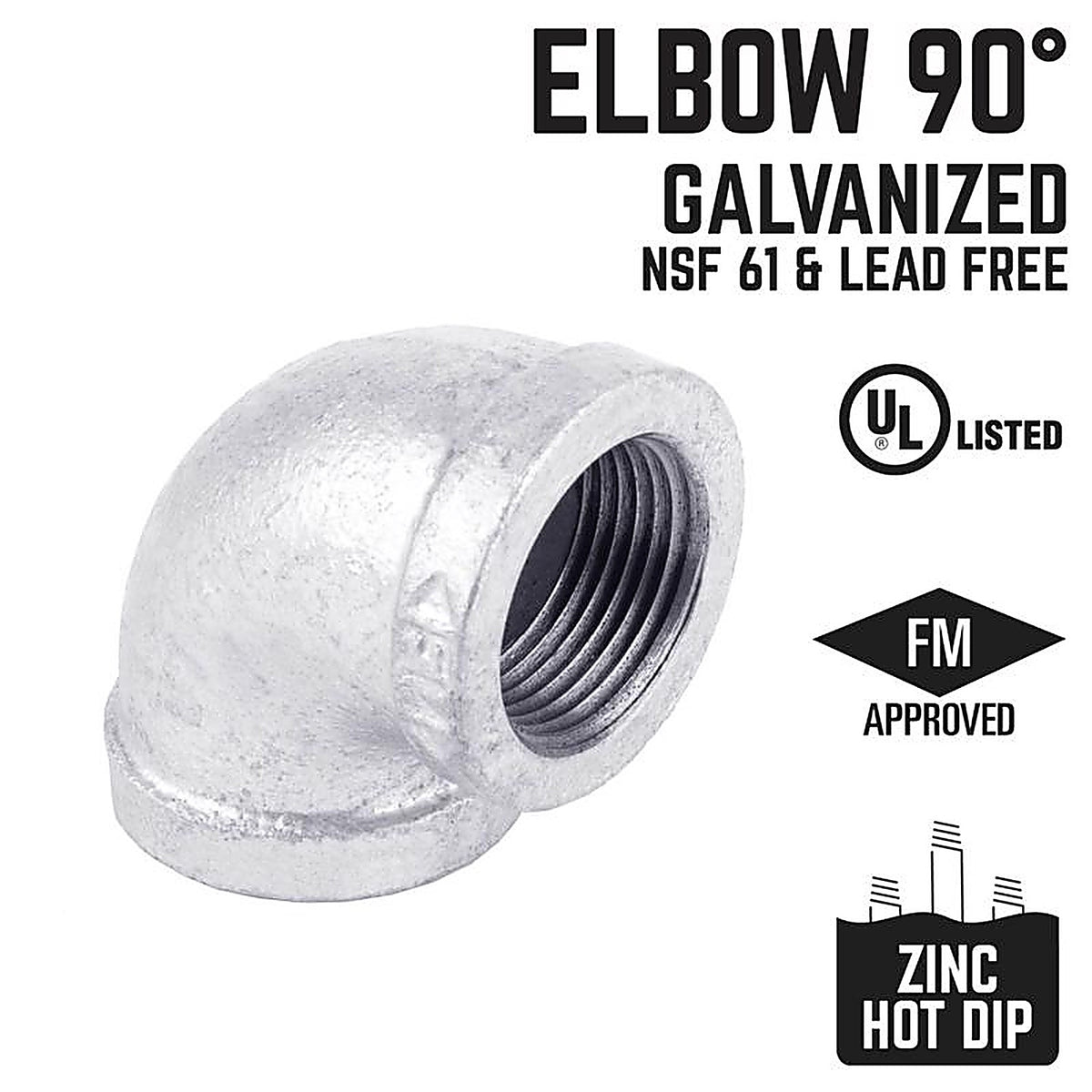 STZ Industries 311UPE90-1 1 in. FIP each X 1 in. D FIP Galvanized Malleable Iron 90 Degree Elbow