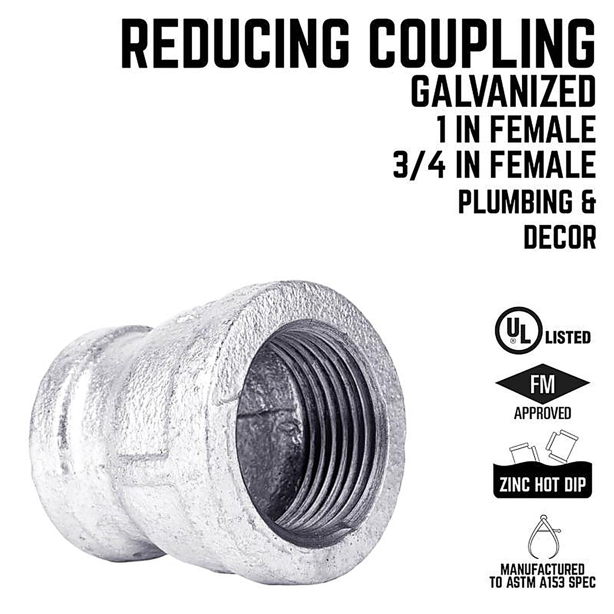 STZ Industries 311UPRC-134 1 in. FIP each X 3/4 in. D FIP Galvanized Malleable Iron Reducing Coupling