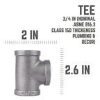 STZ Industries 312UPT-34 3/4 in. FIP each X 3/4 in. D FIP Black Malleable Iron Tee