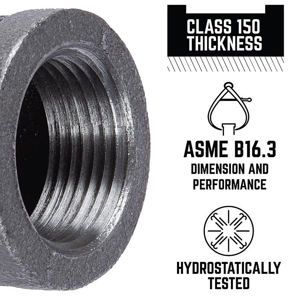 STZ Industries 312UPT-34 3/4 in. FIP each X 3/4 in. D FIP Black Malleable Iron Tee