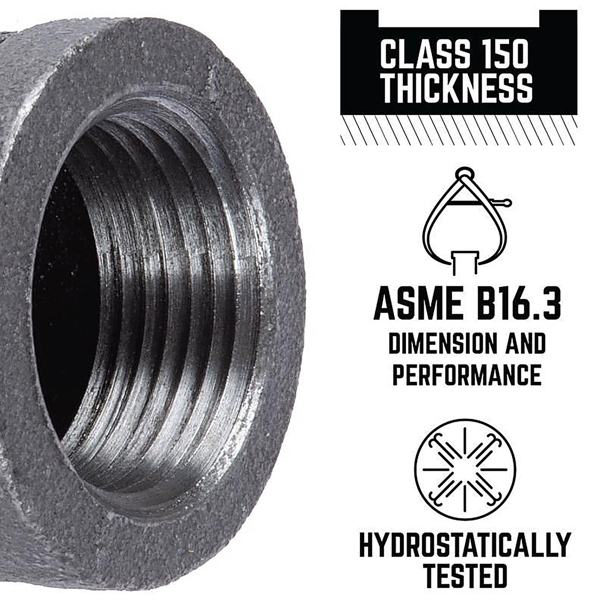 STZ Industries 312UPT-34 3/4 in. FIP each X 3/4 in. D FIP Black Malleable Iron Tee