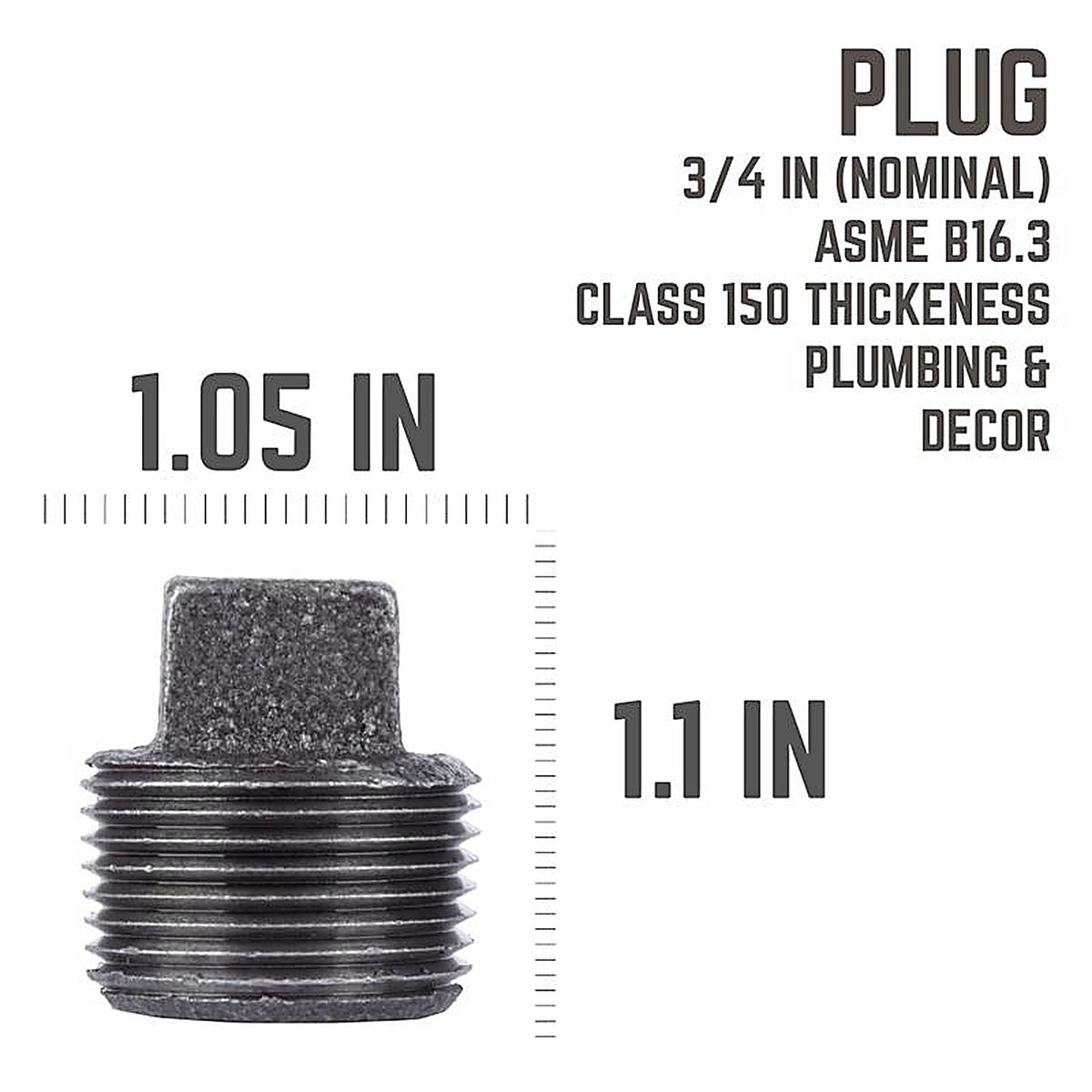 STZ Industries 310UPP-34 3/4 in. MIP each Black Malleable Iron Plug