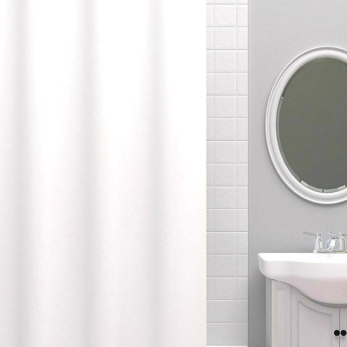 Zenna Home LPRLWWL 72 in. H X 70 in. W White Solid Shower Curtain Liner PEVA