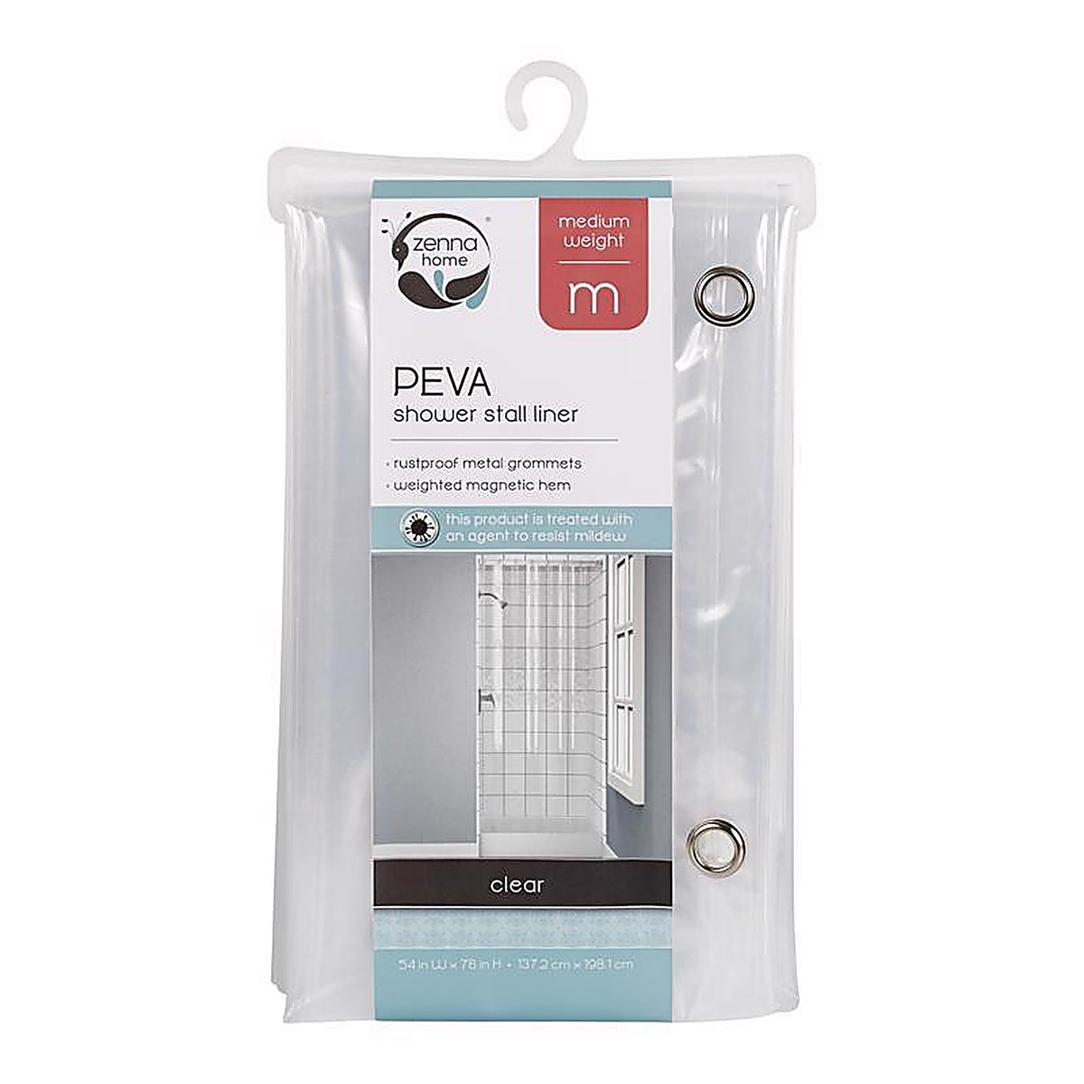 Zenna Home LPSMKKL 78 in. H X 54 in. W Clear Solid Stall Liner PEVA