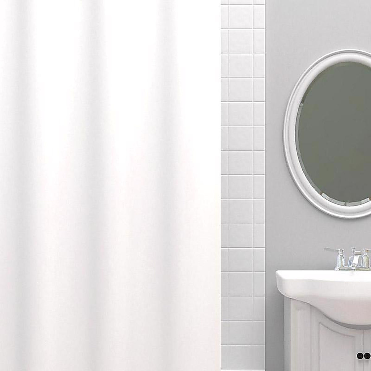 Zenna Home LPRHWWL 72 in. H X 70 in. W White Solid Shower Curtain Liner PEVA