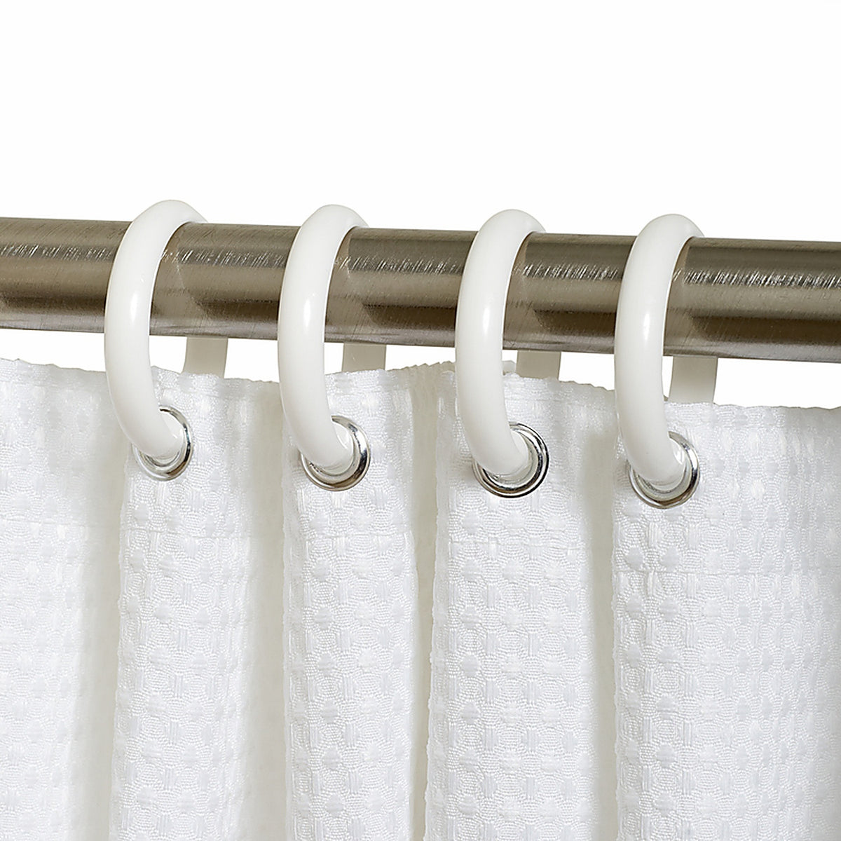 Zenith Home SSR01WW White Plastic Shower Curtain Rings 12/Pack