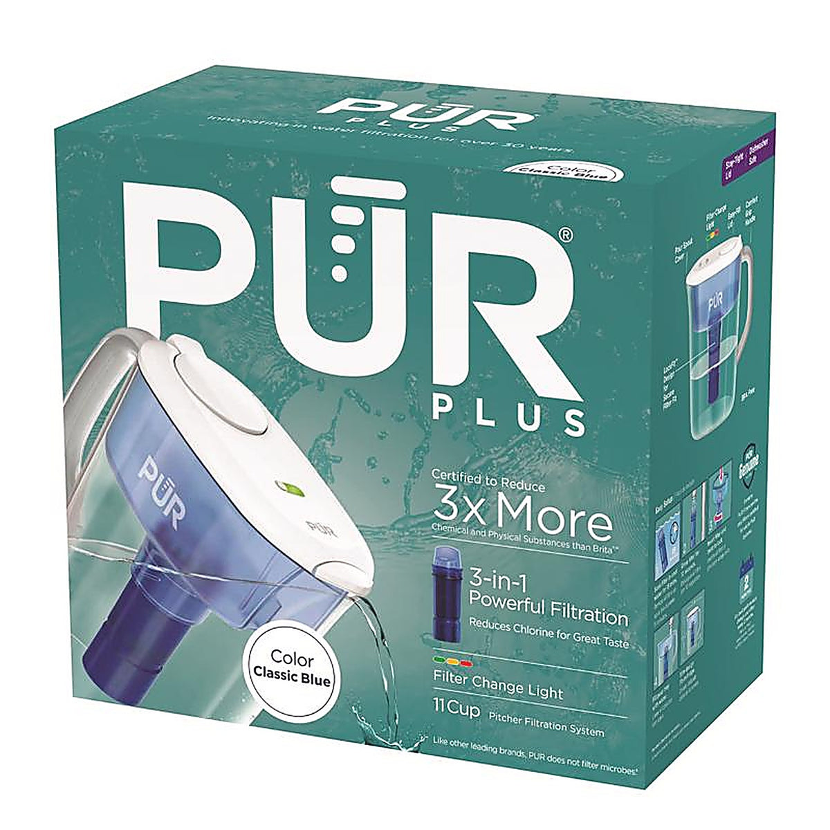 PUR PPT111W 11 cups Blue Water Filtration Pitcher
