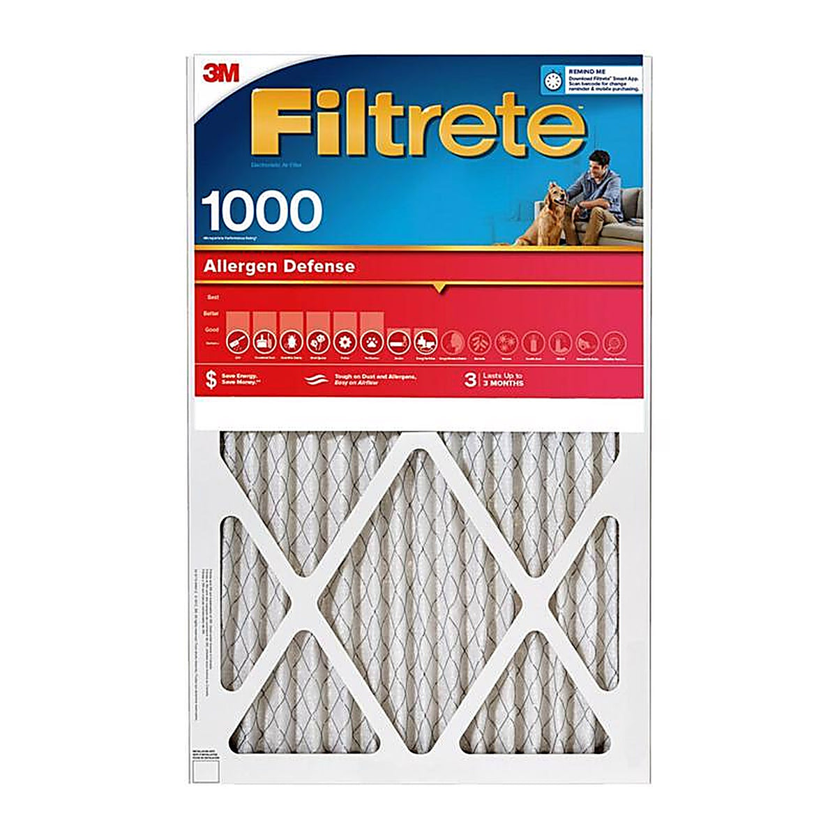 Filtrete - NADP01-4IN-4 - Allergen Defense 16 In. W X 25 In. H X 4 In. Pleated 1000 Mpr Pleated Allergen Air Filter 1