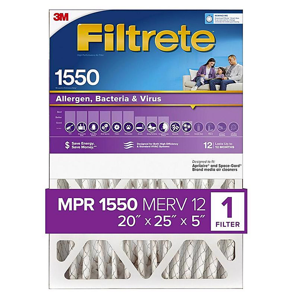Filtrete - NDP03-5IN-2 - Ultra 20 In. W X 25 In. H X 5 In. Polyester 1550 Mpr Pleated Allergen Air Filter 1 Pack