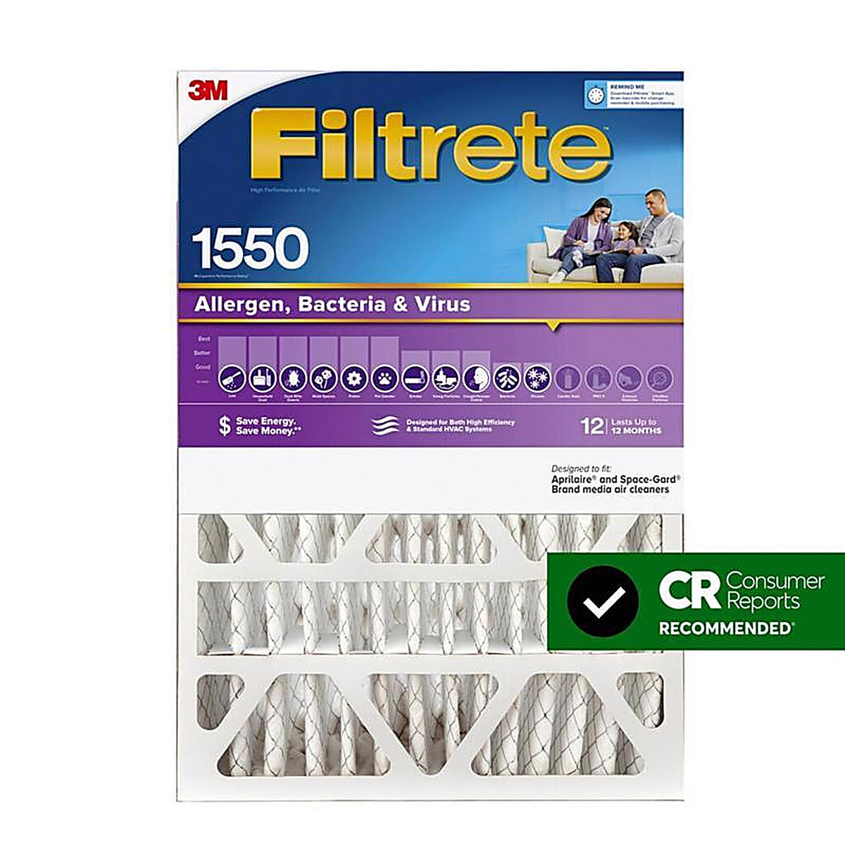 Filtrete - NDP03-5IN-2 - Ultra 20 In. W X 25 In. H X 5 In. Polyester 1550 Mpr Pleated Allergen Air Filter 1 Pack