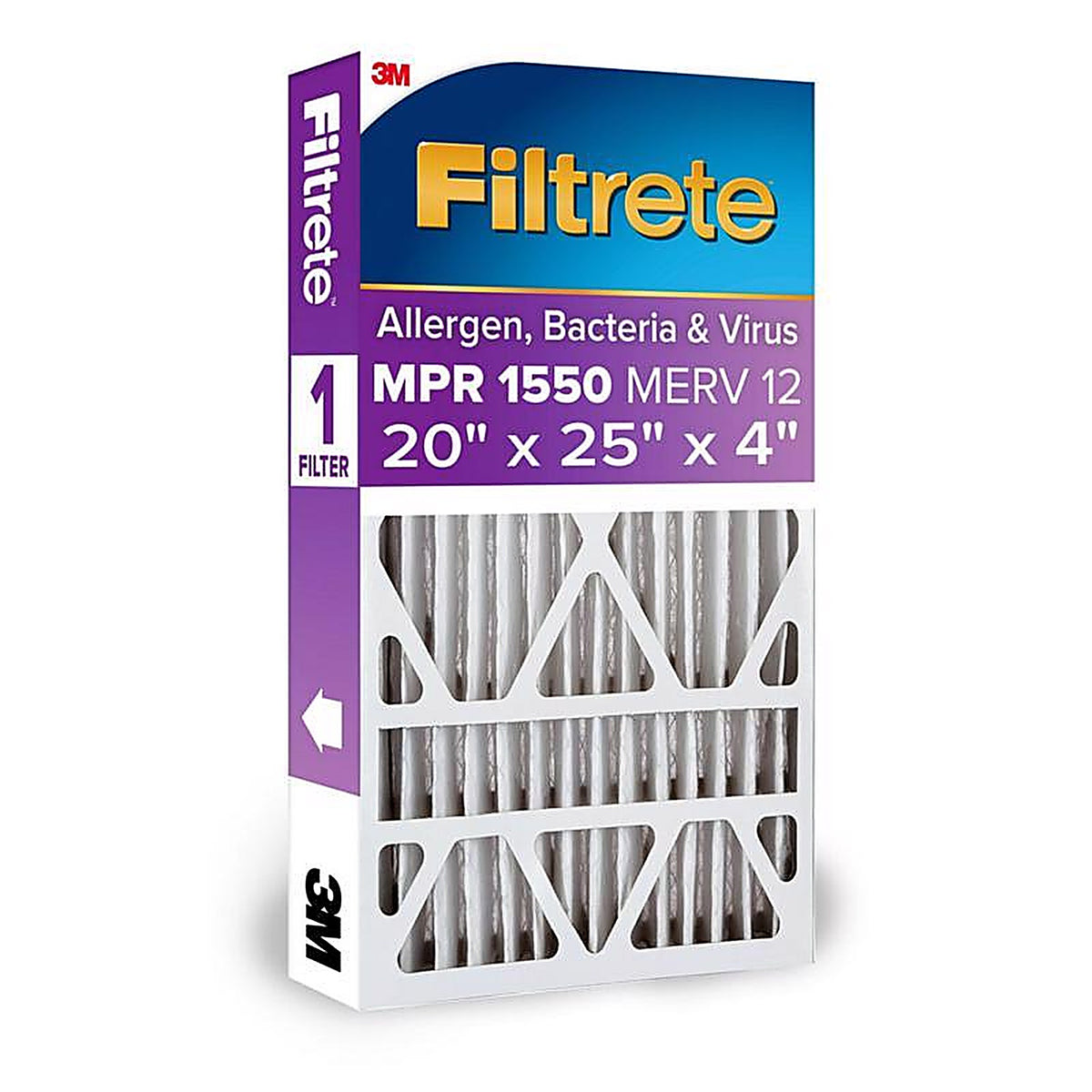 Filtrete - NDP03-4S-4 - Slim 25 In. W X 20 In. H X 4 In. Polyester 1550 Mpr Pleated Allergen Air Filter 1 Pack