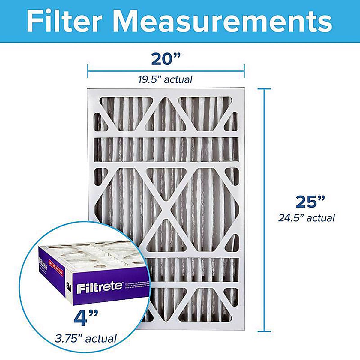 Filtrete - NDP03-4S-4 - Slim 25 In. W X 20 In. H X 4 In. Polyester 1550 Mpr Pleated Allergen Air Filter 1 Pack