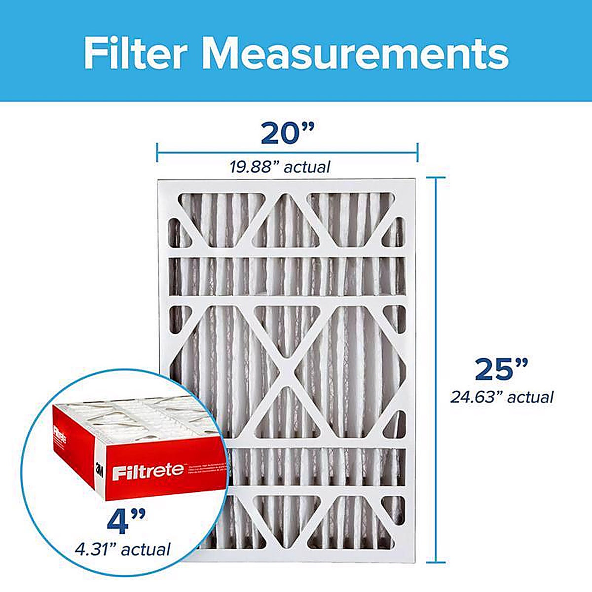 Filtrete - NADP03-4IN-4 - 20 In. W X 25 In. H X 4 In. Pleated 1000 Mpr Pleated Allergen Air Filter 1 Pack