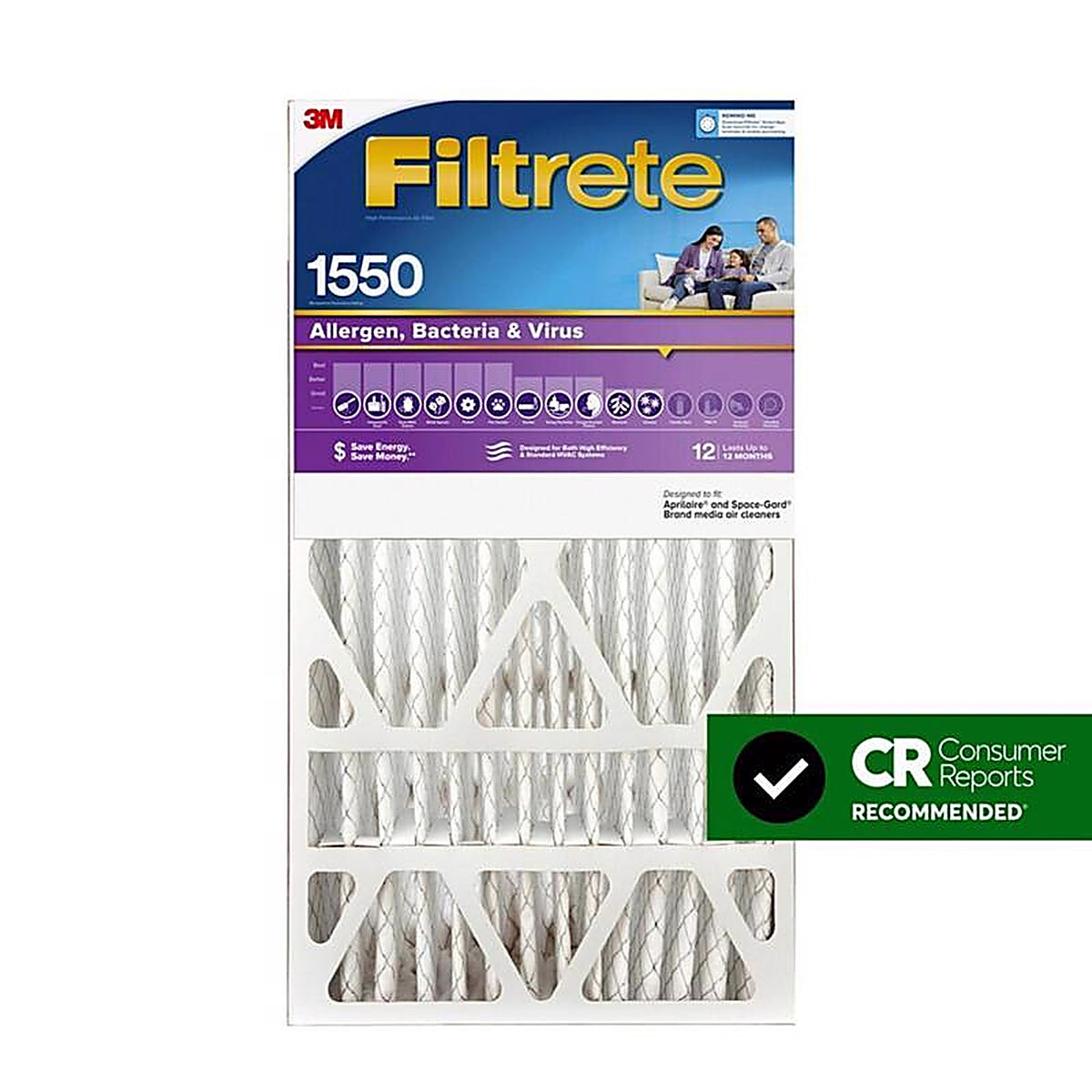 Filtrete - NDP01-5IN-2 - 16 In. W X 25 In. H X 5 In. Polypropylene 1550 Mpr Pleated Allergen Air Filter 1 Pack