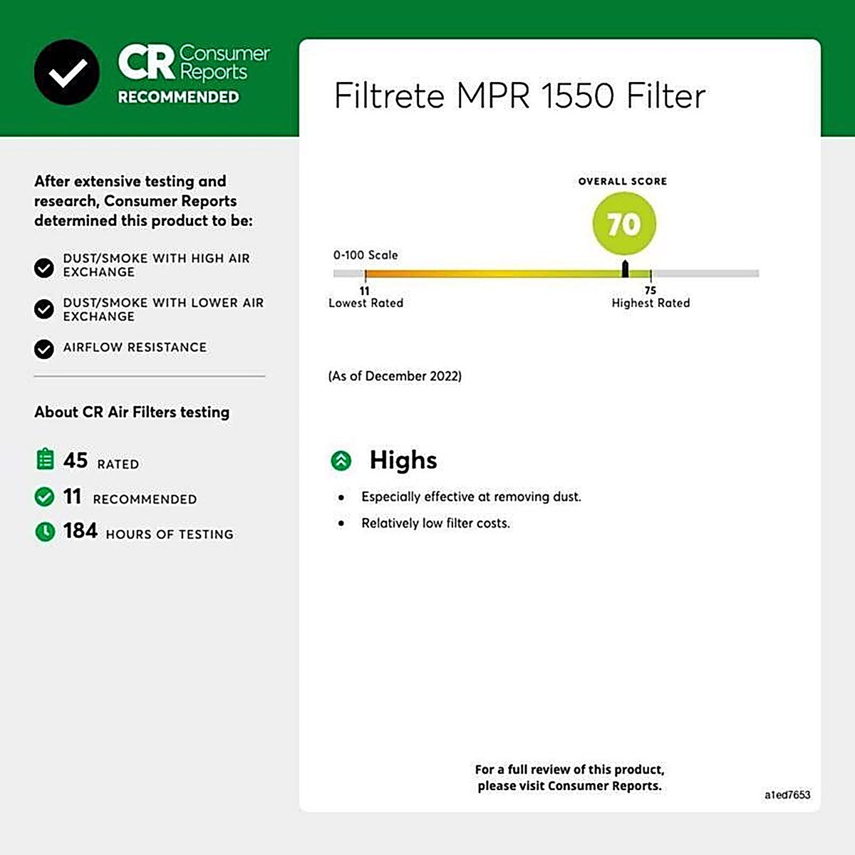 Filtrete - NDP01-5IN-2 - 16 In. W X 25 In. H X 5 In. Polypropylene 1550 Mpr Pleated Allergen Air Filter 1 Pack