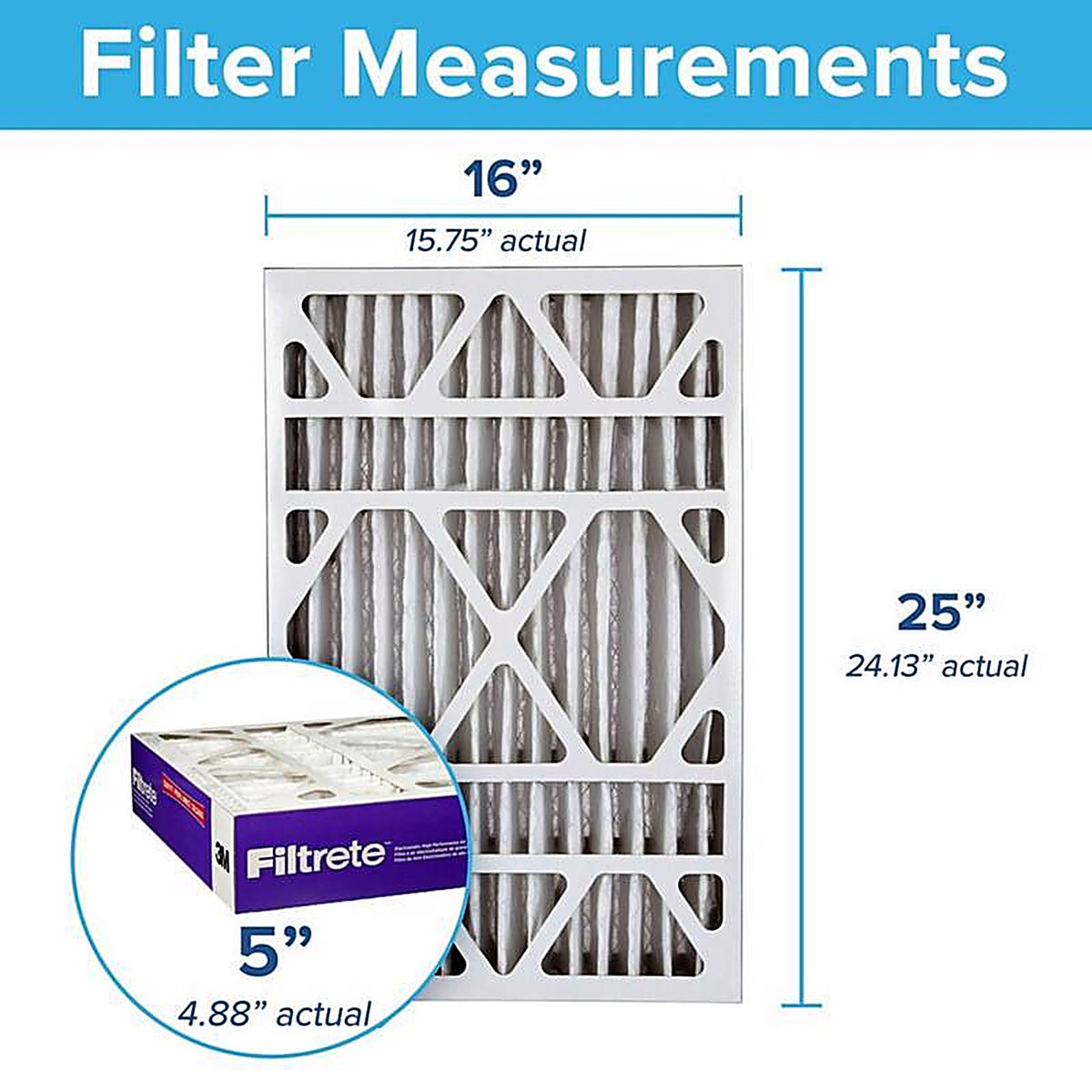 Filtrete - NDP01-5IN-2 - 16 In. W X 25 In. H X 5 In. Polypropylene 1550 Mpr Pleated Allergen Air Filter 1 Pack
