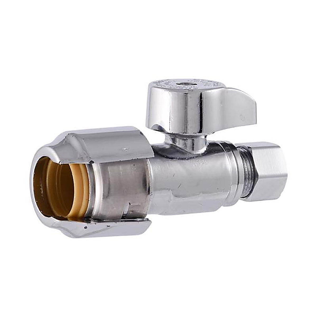 SharkBite 23037LFA4 1/2 in. Push x 3/8 in. Compression Brass Straight Stop Valve