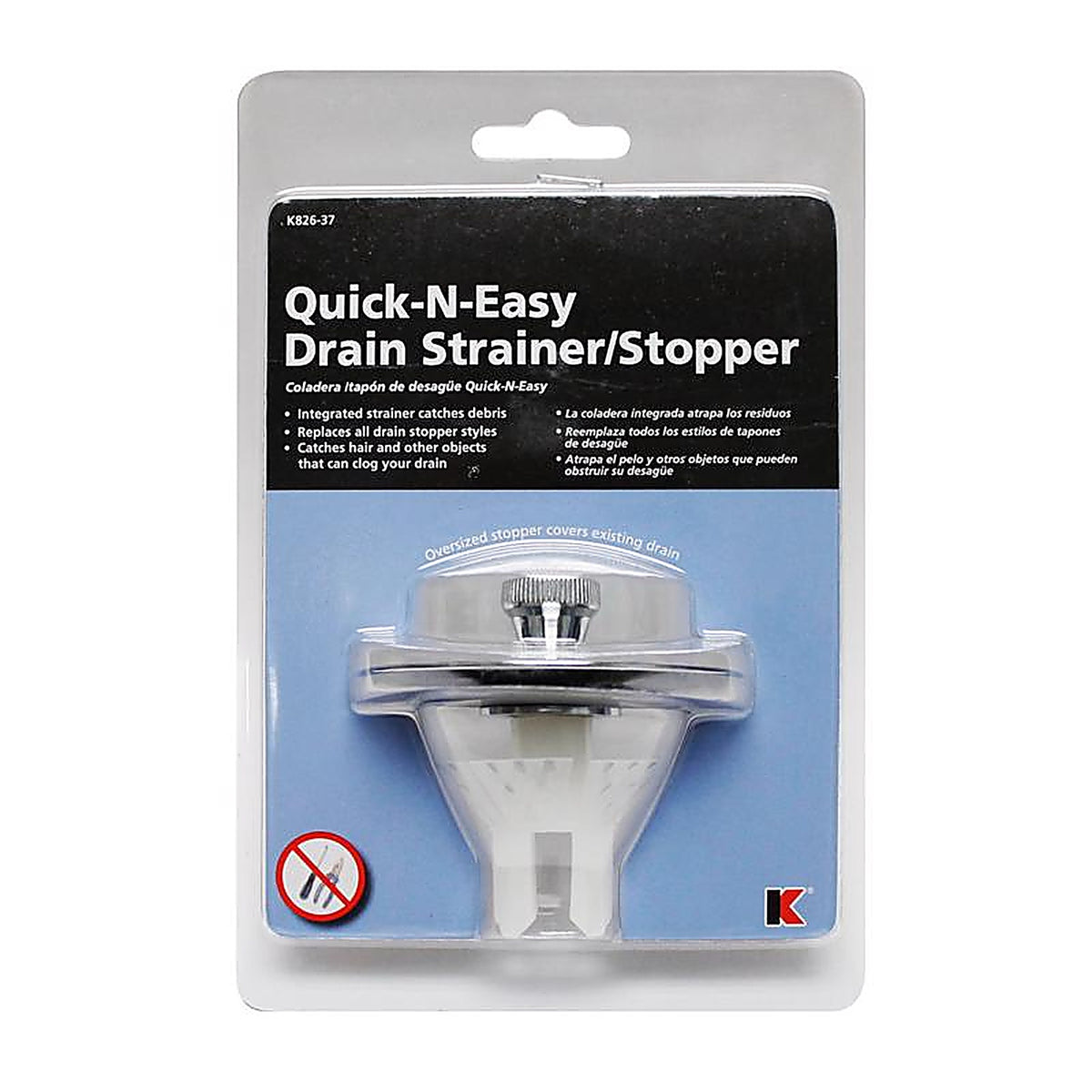 Keeney K826-37 Quick-N-Easy 2 in. Dia. Polished Chrome Brass Tub Stopper