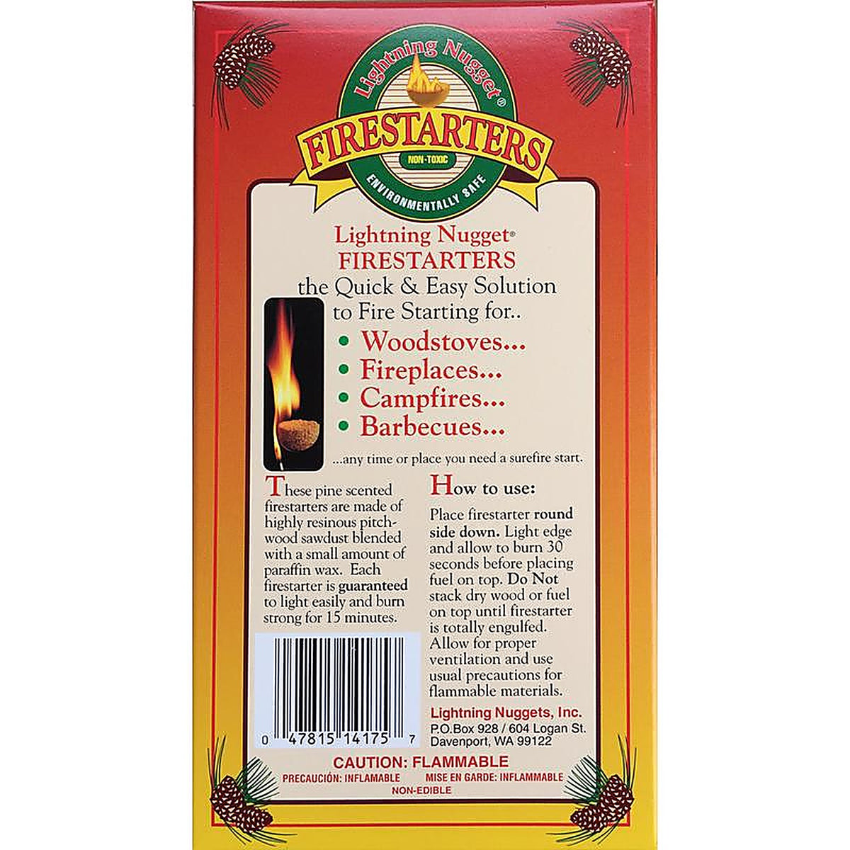 Lightning Nugget - N12EB2PK - Natural Pine Fire Starter 15 Min 12 Pack