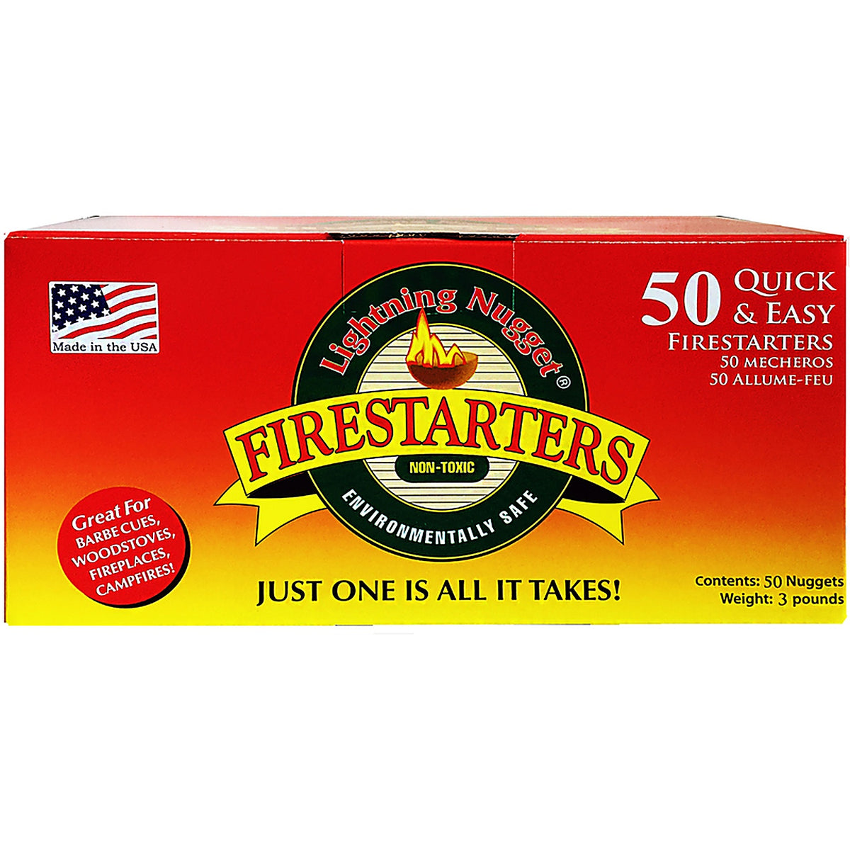Lightning Nugget - N50LBOX - Natural Pine Fire Starter 15 Min 50 Pack