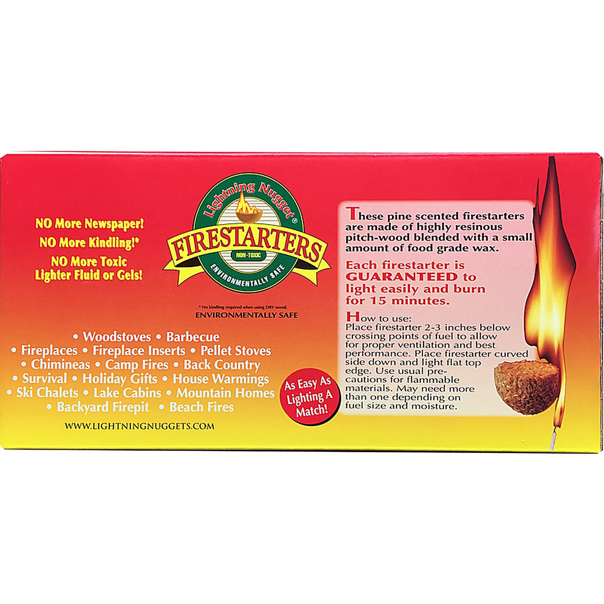 Lightning Nugget - N50LBOX - Natural Pine Fire Starter 15 Min 50 Pack