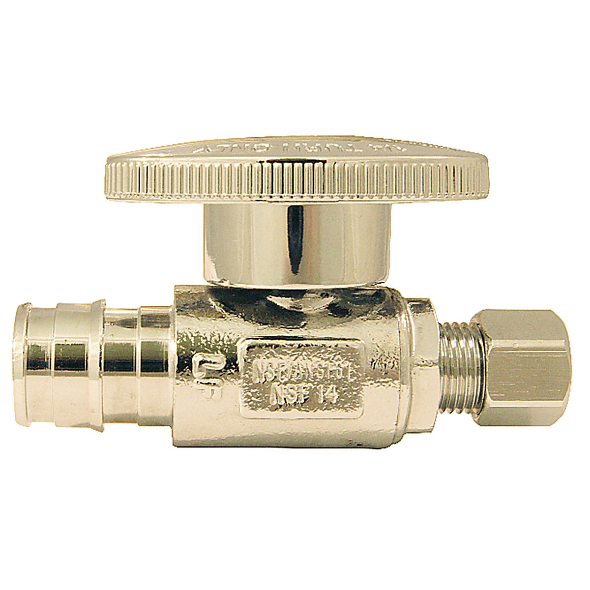 Apollo EPXVS1214C Pex A 1/2 in. Barb x 1/4 in. Compression Brass Straight Stop Valve