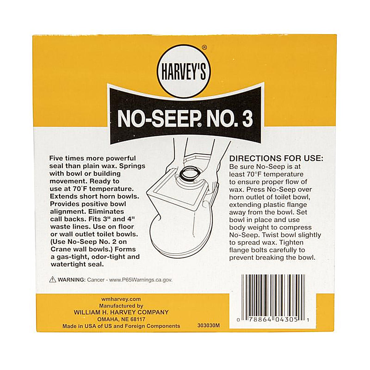 Harveys - 4305-24 - No-Seep Wax Ring Polyethylene/Wax for Water Closets to Flanges