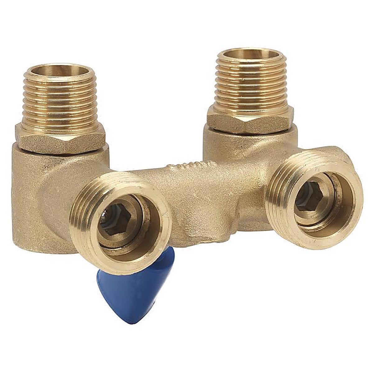 Homewerks - VWMDUAF3 - 1/2 In. MPT X 3/4 In. MHT Brass Dual Washing Machine Shut-Off Valve