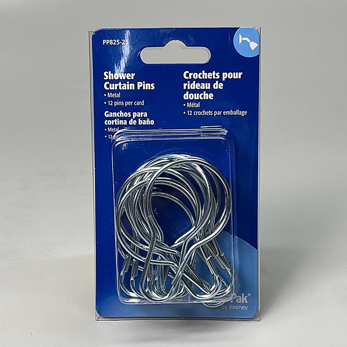 Plumb Pak - PP825-25 - Chrome Gray Steel Shower Curtain Rings 12 Pack