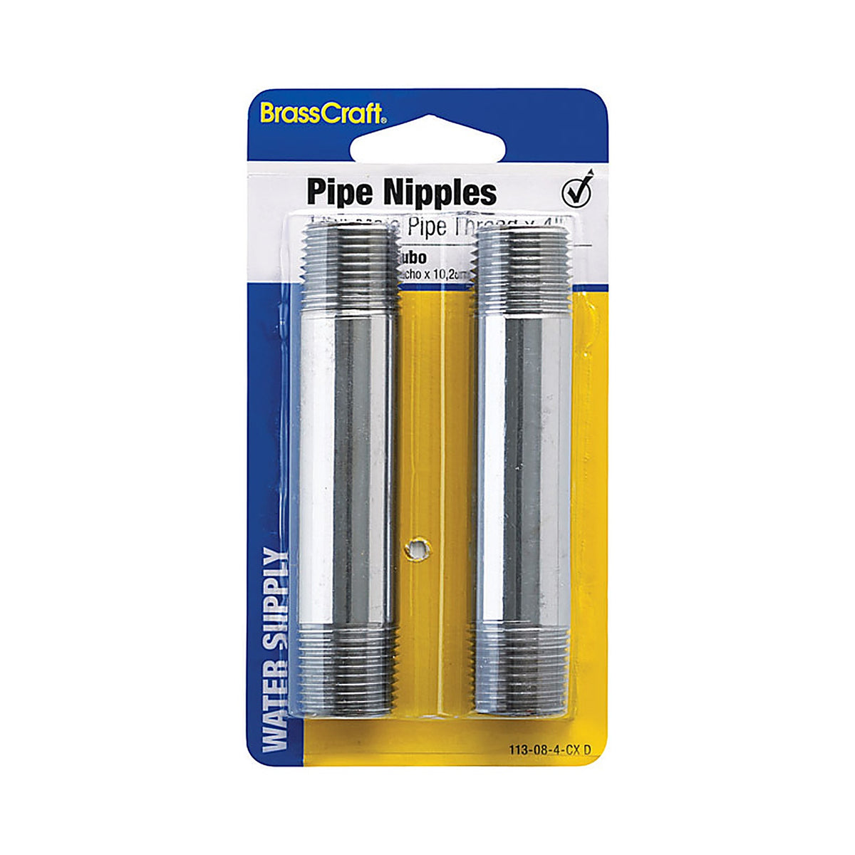 Brasscraft - 113-08-4-CX D - 1/2 In. MIP Piece Brass Nipple 4 In. L